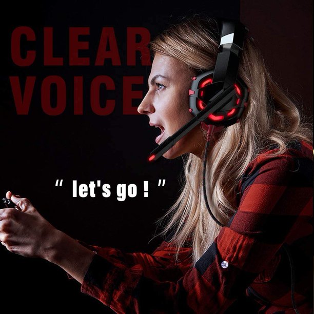 Gaming Headset With Microphone,7.1 Surround Sound Stereo Pc Gaming Headset,Gaming Headset With Noise Canceling Mic & LED Light, Headsets Compatible With PC, PS4, Xbox One Controller(Adapter Needed),J3