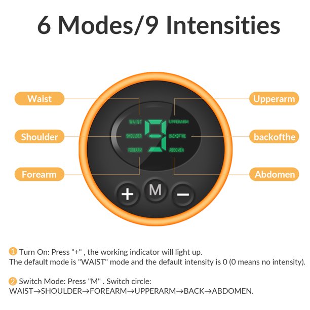 Vinmall ABS Stimulator, 6 Modes EMS Electrical Muscle Toner Portable Fitness Workout Equipment for Men Woman