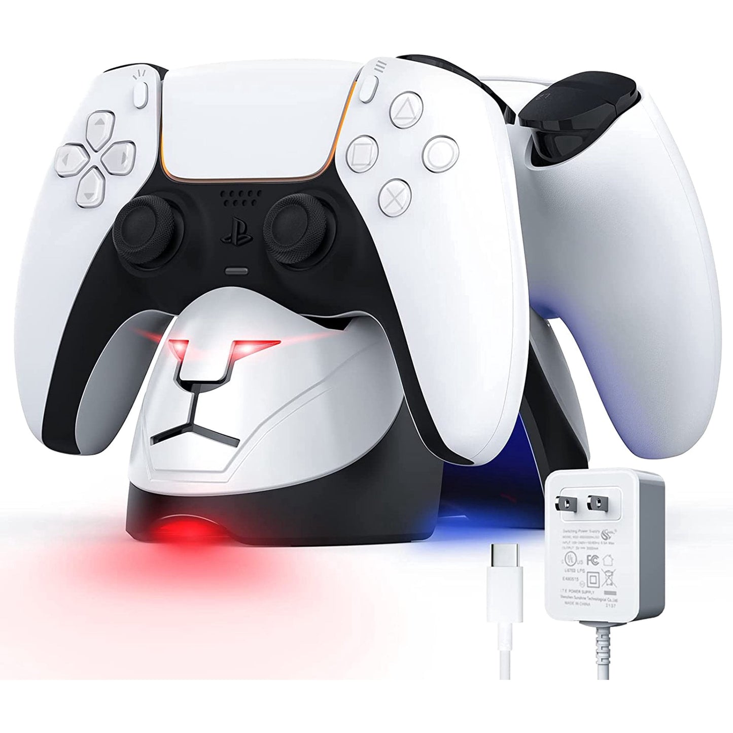 Fast Charger for PS5 Controller, 2022 Upgraded Fast Charging AC Adapter for PS5 Charging, Dualsense Charging Station Dock for Dual Playstation 5 Controllers with LED Indicator, White