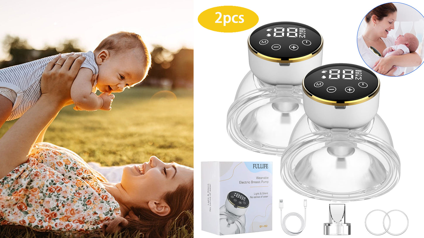Vinmall Hands-Free Breast Pump, Wearable Electric Breast Pumps Touch Pane, 3 Modes And 9 Levels Adjustment, LCD Display, Rechargeable Powered Wireless Portable Breast Pump With 21/24 /28 Mm Flange, 2pack, J2