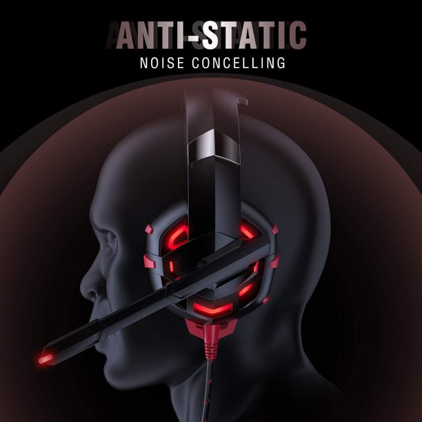 Doosl Gaming Headset, 7.1 Surround Sound Stereo Pc Gaming Headset Wired Pc Game Headset With Noise Canceling Mic & LED Light Headsets Compatible With PC, PS4, Xbox One Controller