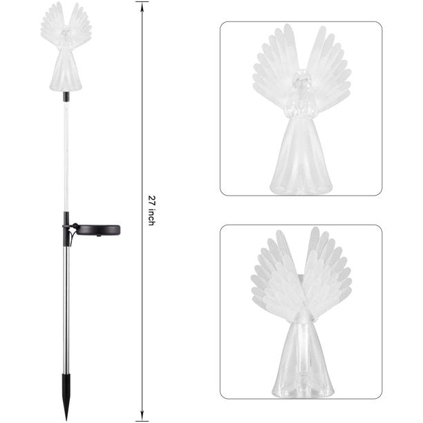 LAIGHTER Solar Powered Angel Lights, 2 Pack Angel Solar Lights Outdoor Garden, Eternal Light Angel with 7 LEDs for Cemetery Grave Decorations, Memorial Gifts, Christmas Yard Art, Sympathy Gifts