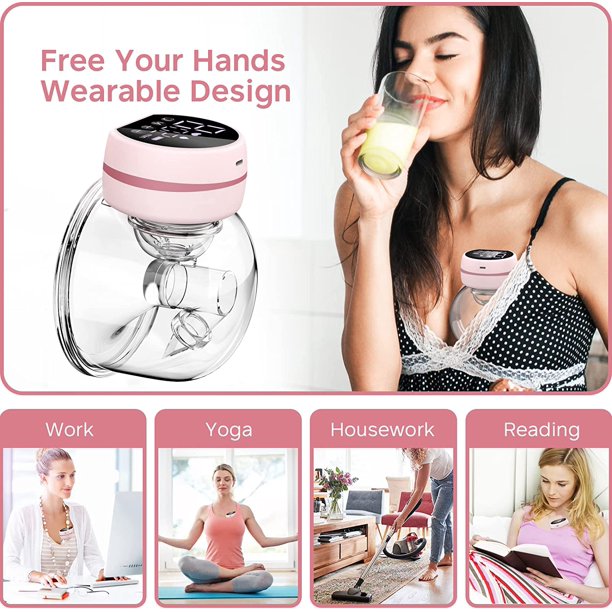 Electric Breast Pump,Wearable Breast Pump Hands Free Breast Pump Portable Breast Pump with 3 Modes 9 Levels LCD Display Memory Function Rechargeable Single Milk Extractor with Massage Mode-24mm Flange