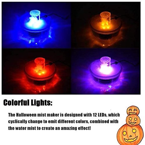 24V Super Ultrasonic Mist Maker Fogger, Halloween Smoke Machine Water Fountain Pond Fog Machine Atomizer Air Humidifier with 12 LED Light Color Change
