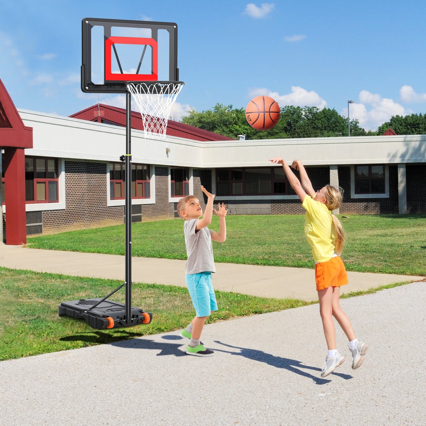 iFanze Portable Basketball Hoop Outdoor, 5ft-7ft Height Adjustable Basketball Goal System with Shatterproof Backboard, Built-in Wheels for Kids Teenagers Youth Indoor Outdoor Play