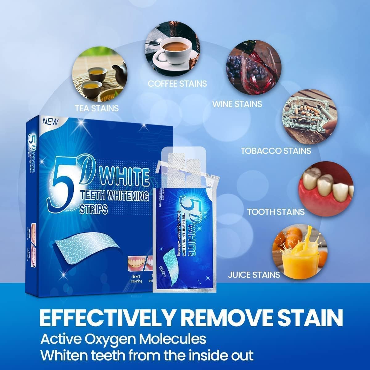 56 PCS Instant Teeth Whitening Strips, Teeth Whitener Strips Teeth Whitening Kit for Removing Dirt, Fast Tooth Whitening with No Sensitivity, Teeth Bleaching No Need for Powder or Gel