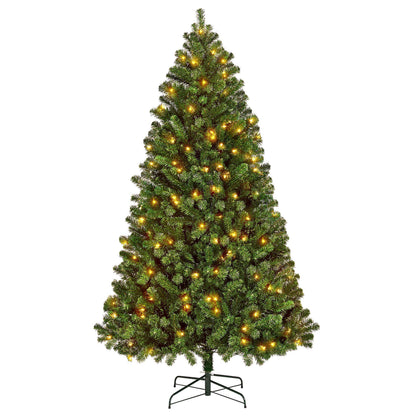 Melliful 6FT PRE-Lit Christmas Tree with 888 Tips, 200 Lights, Metal Base, Holiday Xmas Tree for Home Party Decoration