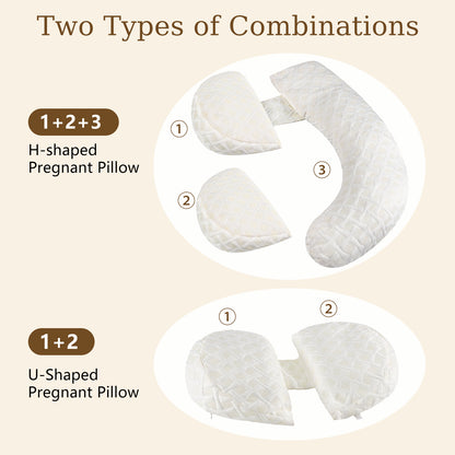 Pregnancy Pillows for Sleeping, Maternity Pillow for Pregnant Women with Detachable and Adjustable Pillow Cover, Support for Belly, Back, Legs, Hips
