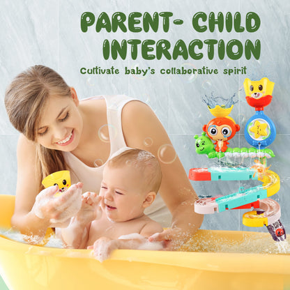 iFanze Bath Toys for Toddler Ages 1-6, Kids Bath Toy with Wall Track Building Set, Water Toys Birthday Gift for Boys Girls