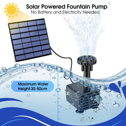Solar Bird Bath Fountain Pump, Upgrade Solar Powered Water Fountain Pump with 6 Nozzle for Bird Bath, Garden, Pond, Pool and Outdoor