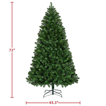 Melliful 6FT PRE-Lit Christmas Tree with 888 Tips, 200 Lights, Metal Base, Holiday Xmas Tree for Home Party Decoration