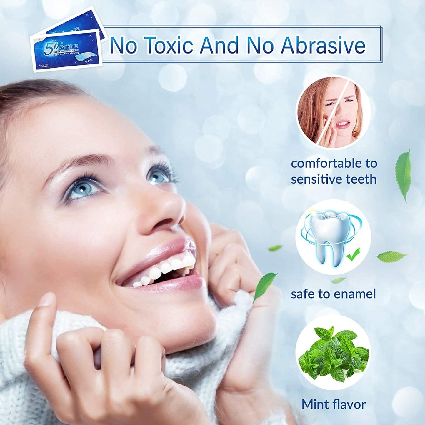 56 PCS Instant Teeth Whitening Strips, Teeth Whitener Strips Teeth Whitening Kit for Removing Dirt, Fast Tooth Whitening with No Sensitivity, Teeth Bleaching No Need for Powder or Gel