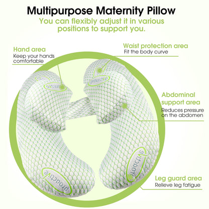 iFanze 36 inch Pregnancy Pillows for Sleeping, U Shaped Maternity Full Body Pillow for Pregnant Women with Belly, Back, Leg, Washable Cover, Green