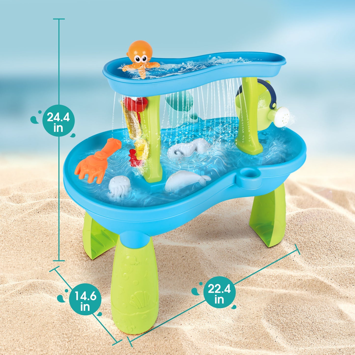 Sand and Water Table for Toddlers, Summer Outside Toys with 19PCS Accessory Set for Kids Boy Girls