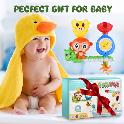 iFanze Bath Toys for Toddler Ages 1-6, Kids Bath Toy with Wall Track Building Set, Water Toys Birthday Gift for Boys Girls