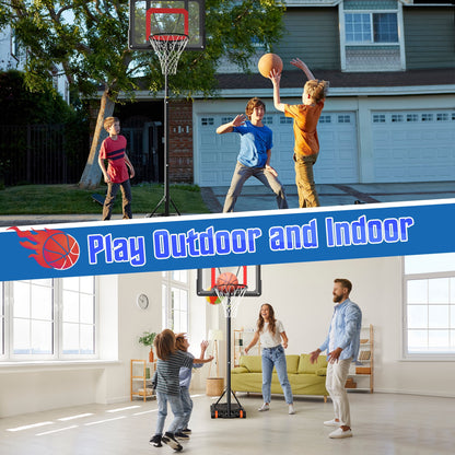 iFanze Portable Basketball Hoop Outdoor, 5ft-7ft Height Adjustable Basketball Goal System with Shatterproof Backboard, Built-in Wheels for Kids Teenagers Youth Indoor Outdoor Play