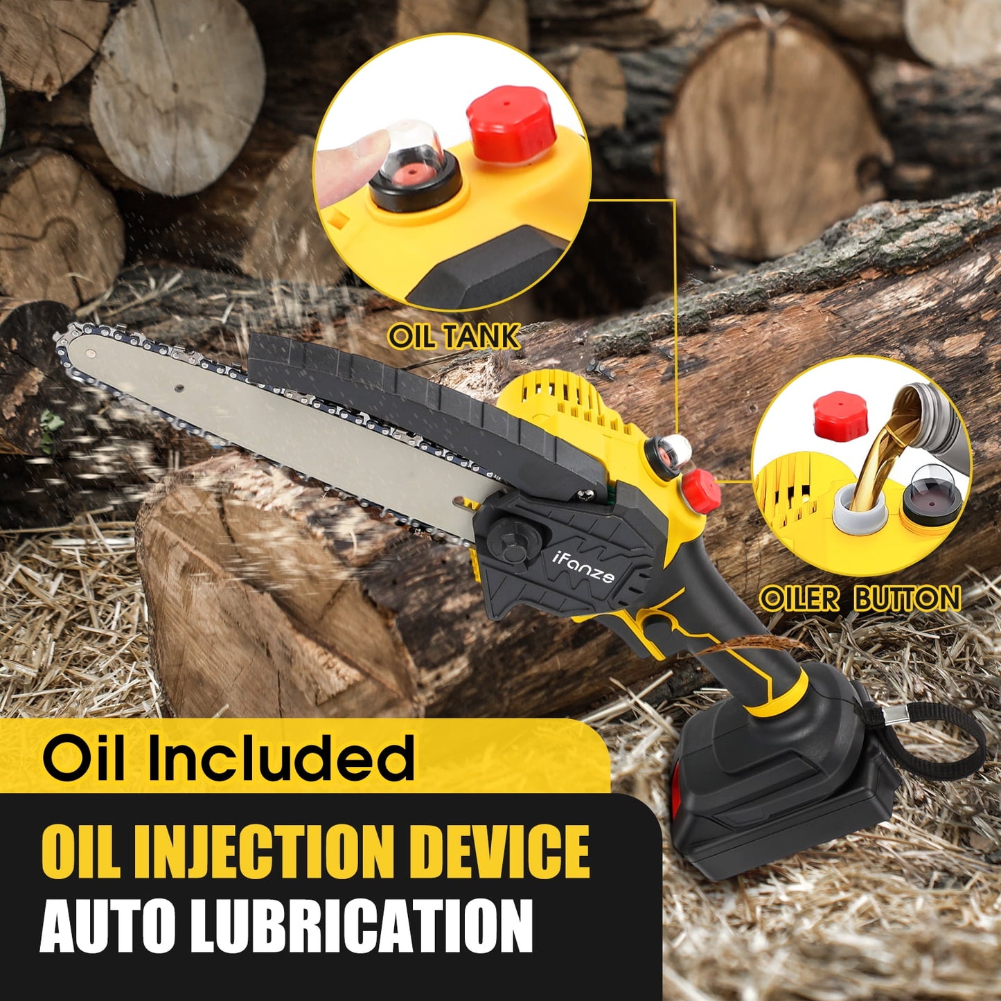 Jorocks Mini Chainsaw 8-inch, Cordless Power Chain Saws with 2 Batteries 3 Chains, Handheld Small Chainsaw for Wood Cutting Tree Trimming Pruning
