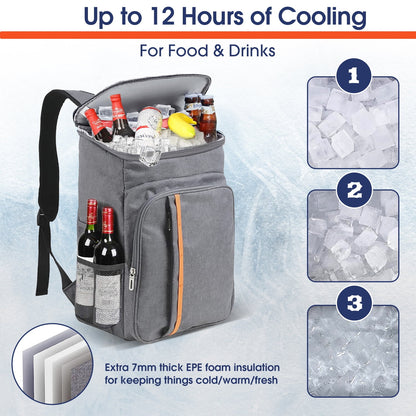 iFanze 30 Cans Backpack Cooler, Soft Sided Cooler, Gray