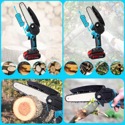 6 inch & 4 inch Mini Chainsaw, 2-in-1 Cordless Power Chainsaws with 2 Rechargebale Battery, Electric Pruning Saw for Garden Outdoor Tree Trimming Branch Wood Cutting
