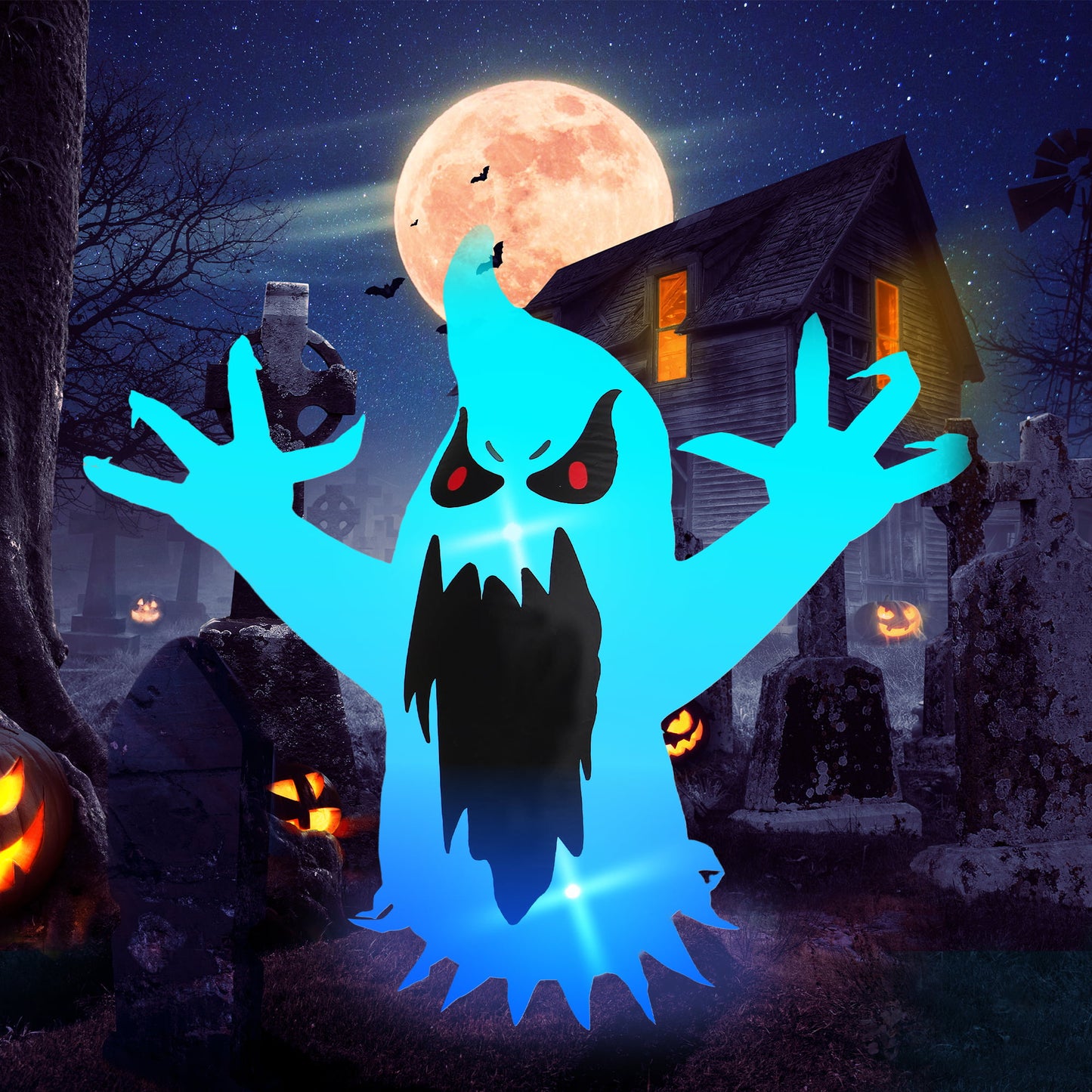 Meliful 4ft Halloween Inflatable Scary Ghost Rush Out of Window ,with Built-in LED Lights,Inflatable for Halloween Party Indoor, Outdoor, Patio, Garden, Lawn Decoration