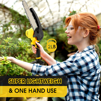 Jorocks Mini Chainsaw 8-inch, Cordless Power Chain Saws with 2 Batteries 3 Chains, Handheld Small Chainsaw for Wood Cutting Tree Trimming Pruning