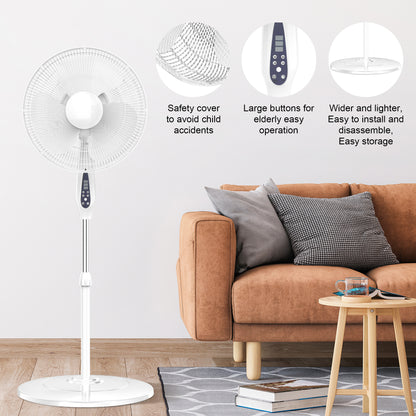 16 Inch Pedestal Standing Fan, High Velocity, Heavy Duty Metal For Industrial, Commercial, Residential, Greenhouse Use, Black