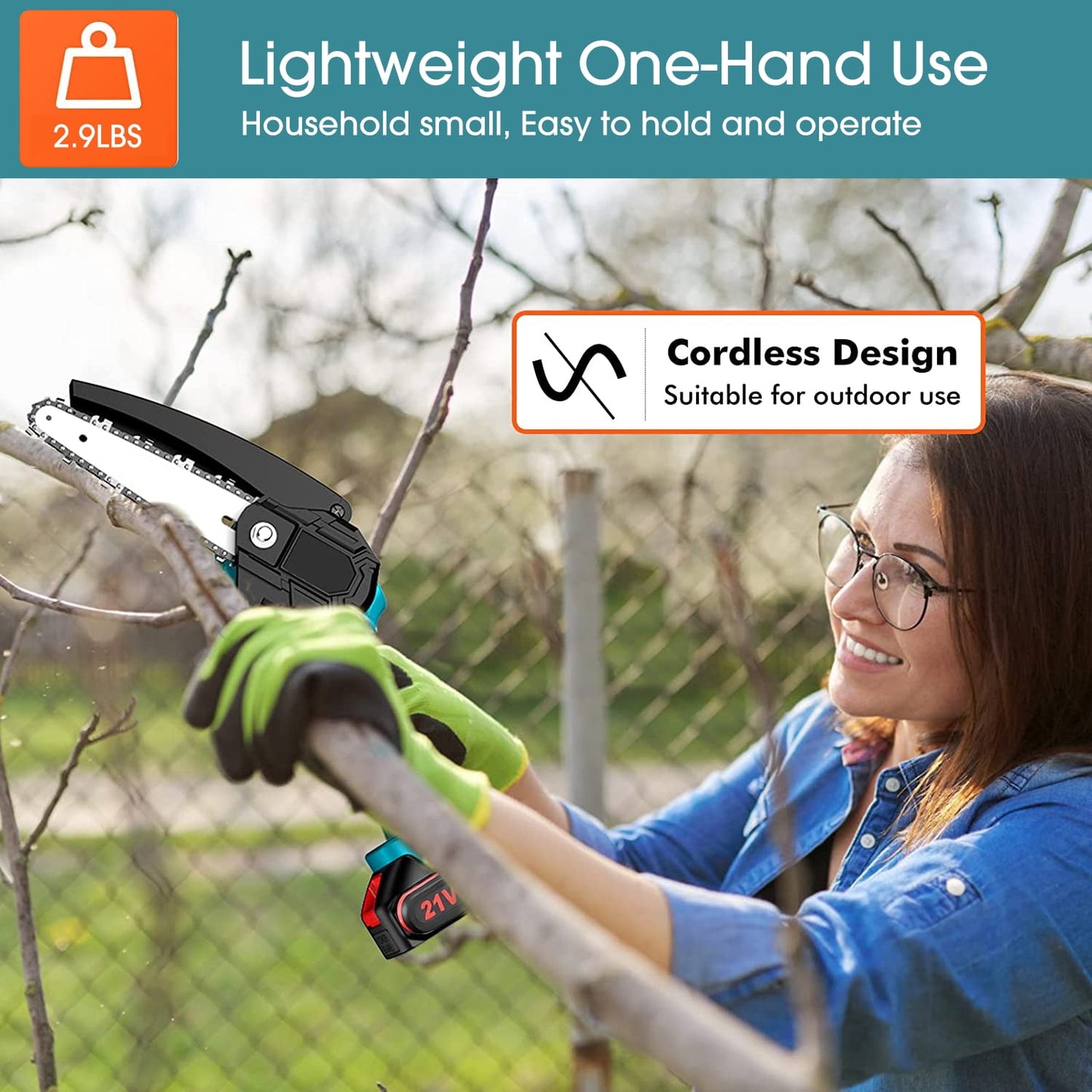 6 inch & 4 inch Mini Chainsaw, 2-in-1 Cordless Power Chainsaws with 2 Rechargebale Battery, Electric Pruning Saw for Garden Outdoor Tree Trimming Branch Wood Cutting
