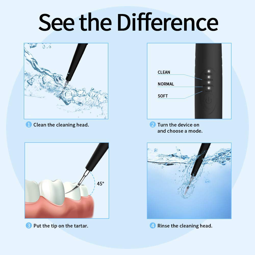 Tartar Remover for Teeth, Portable 5 in 1 LED Plaque Remover, Dental Tools Teeth Stain Remover, Dental Calculus Remover with Dental Floss Mirror and Tweezer