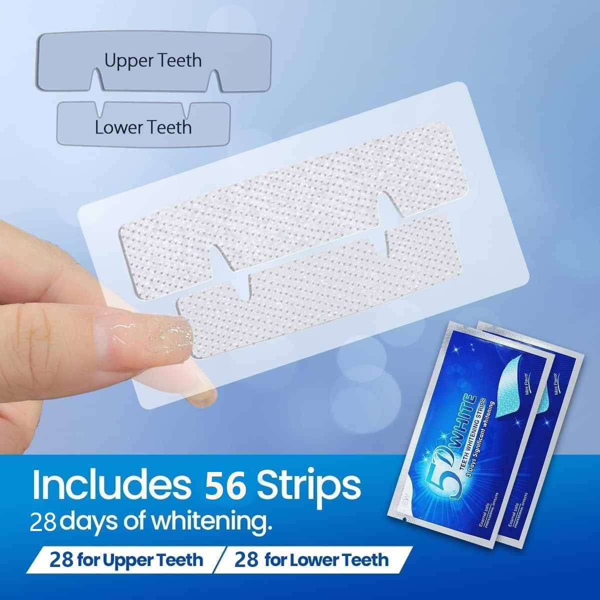 56 PCS Instant Teeth Whitening Strips, Teeth Whitener Strips Teeth Whitening Kit for Removing Dirt, Fast Tooth Whitening with No Sensitivity, Teeth Bleaching No Need for Powder or Gel