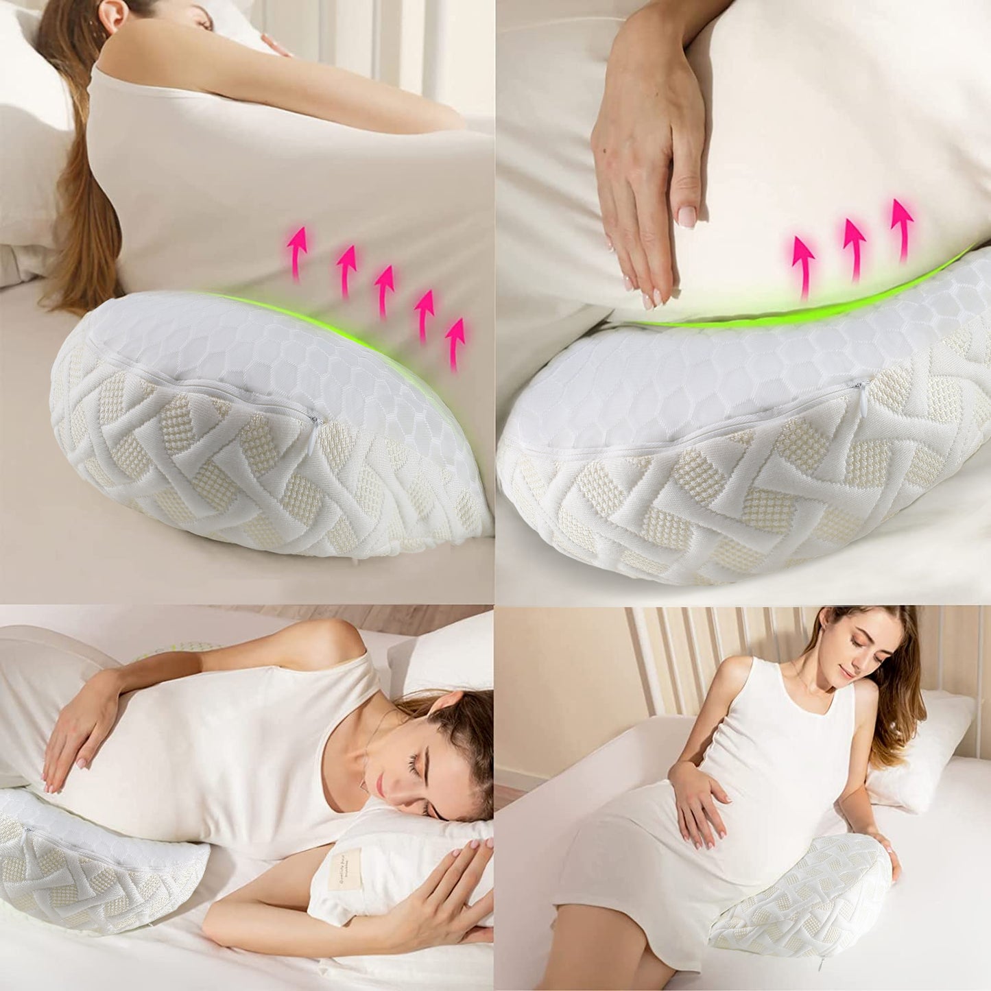 Pregnancy Pillows for Sleeping, Maternity Pillow for Pregnant Women with Detachable and Adjustable Pillow Cover, Support for Belly, Back, Legs, Hips