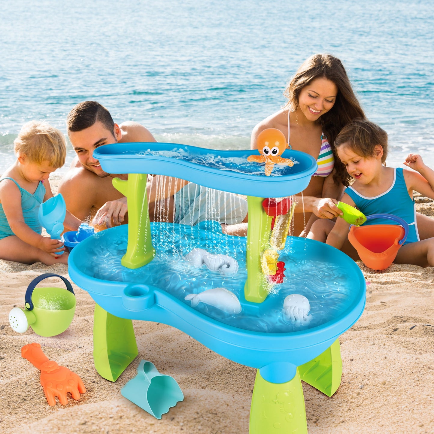 Sand and Water Table for Toddlers, Summer Outside Toys with 19PCS Accessory Set for Kids Boy Girls