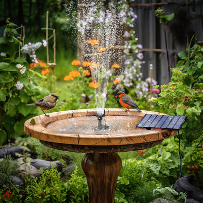 Solar Bird Bath Fountain Pump, Upgrade Solar Powered Water Fountain Pump with 6 Nozzle for Bird Bath, Garden, Pond, Pool and Outdoor