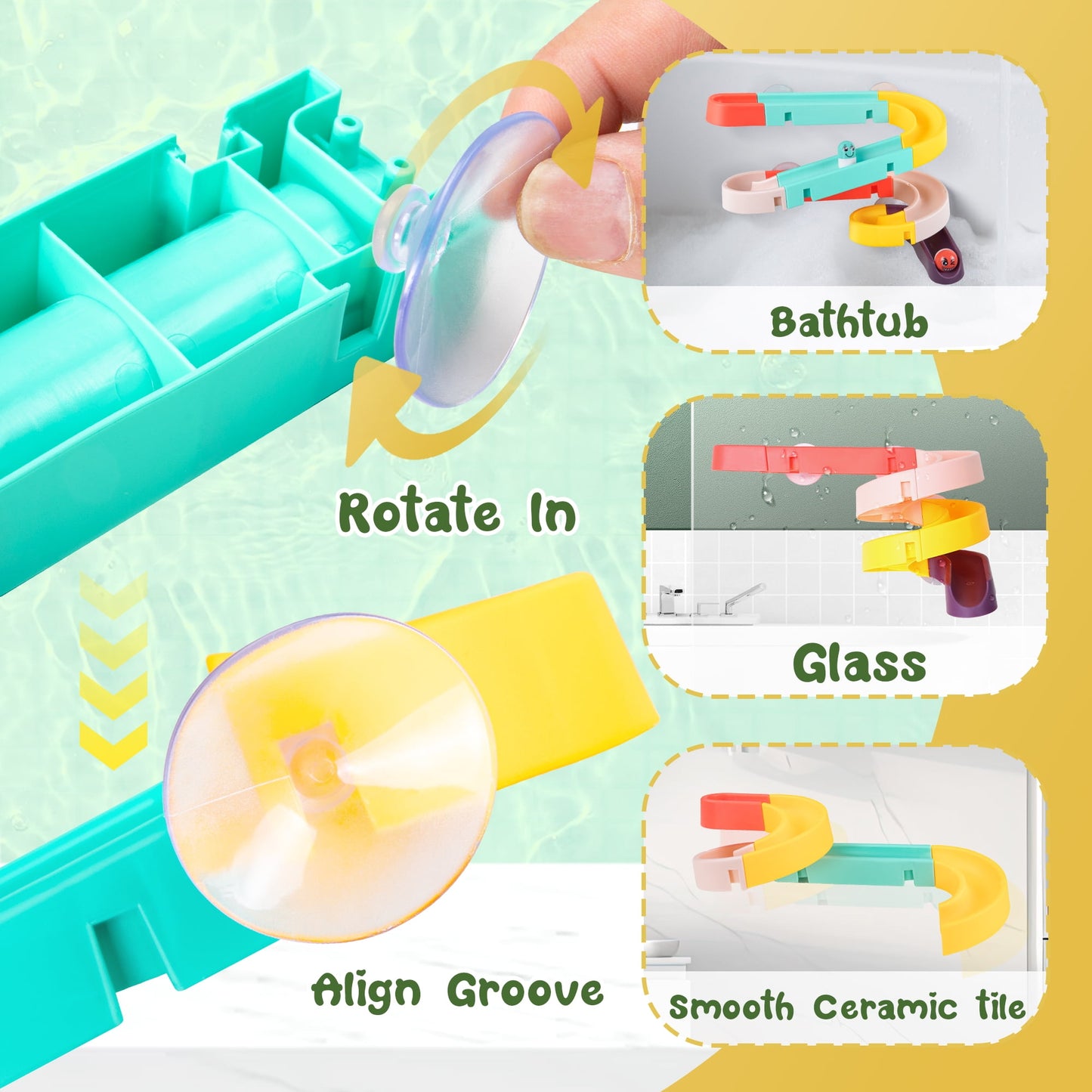 iFanze Bath Toys for Toddler Ages 1-6, Kids Bath Toy with Wall Track Building Set, Water Toys Birthday Gift for Boys Girls