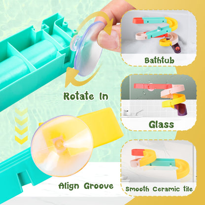 iFanze Bath Toys for Toddler Ages 1-6, Kids Bath Toy with Wall Track Building Set, Water Toys Birthday Gift for Boys Girls