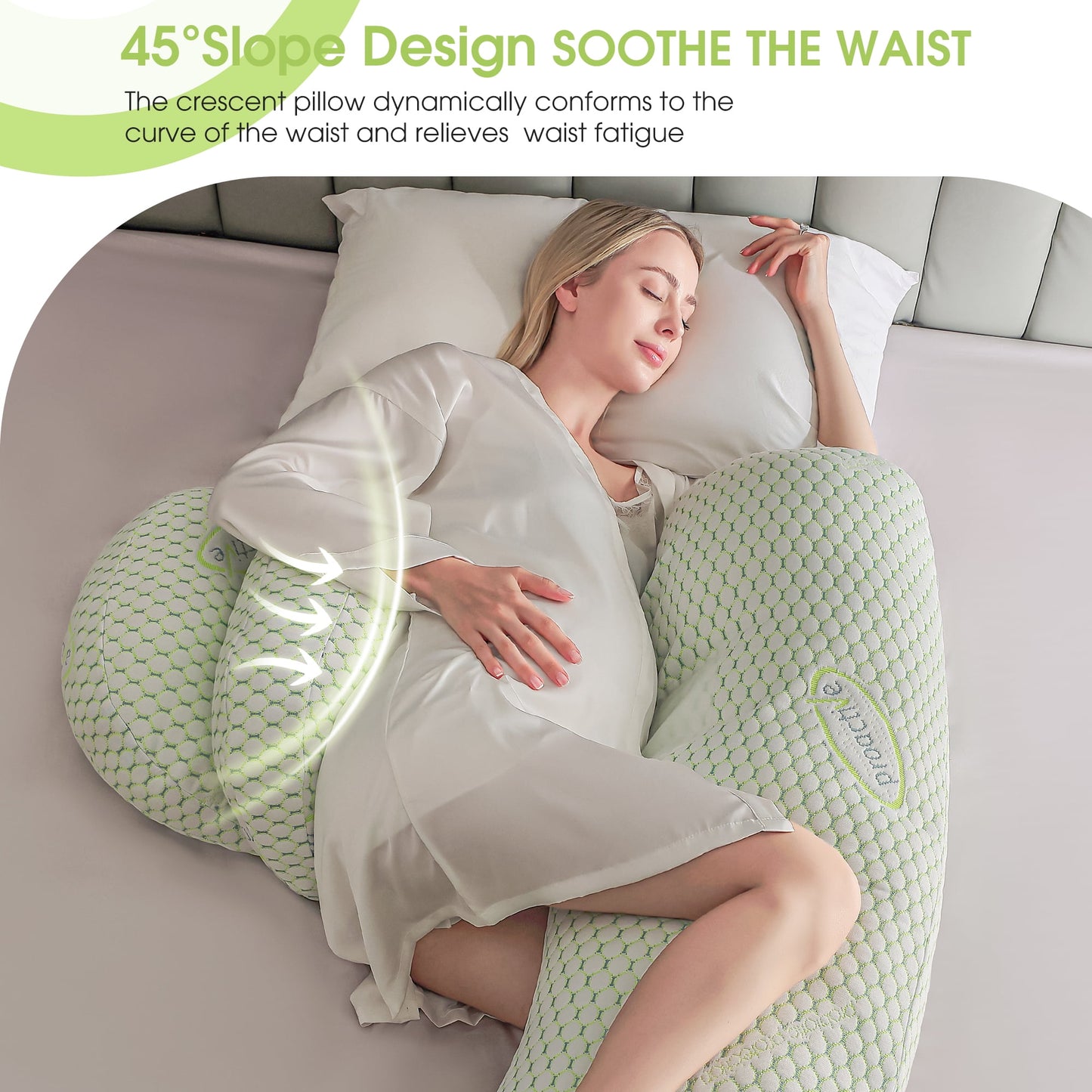 iFanze 36 inch Pregnancy Pillows for Sleeping, U Shaped Maternity Full Body Pillow for Pregnant Women with Belly, Back, Leg, Washable Cover, Green