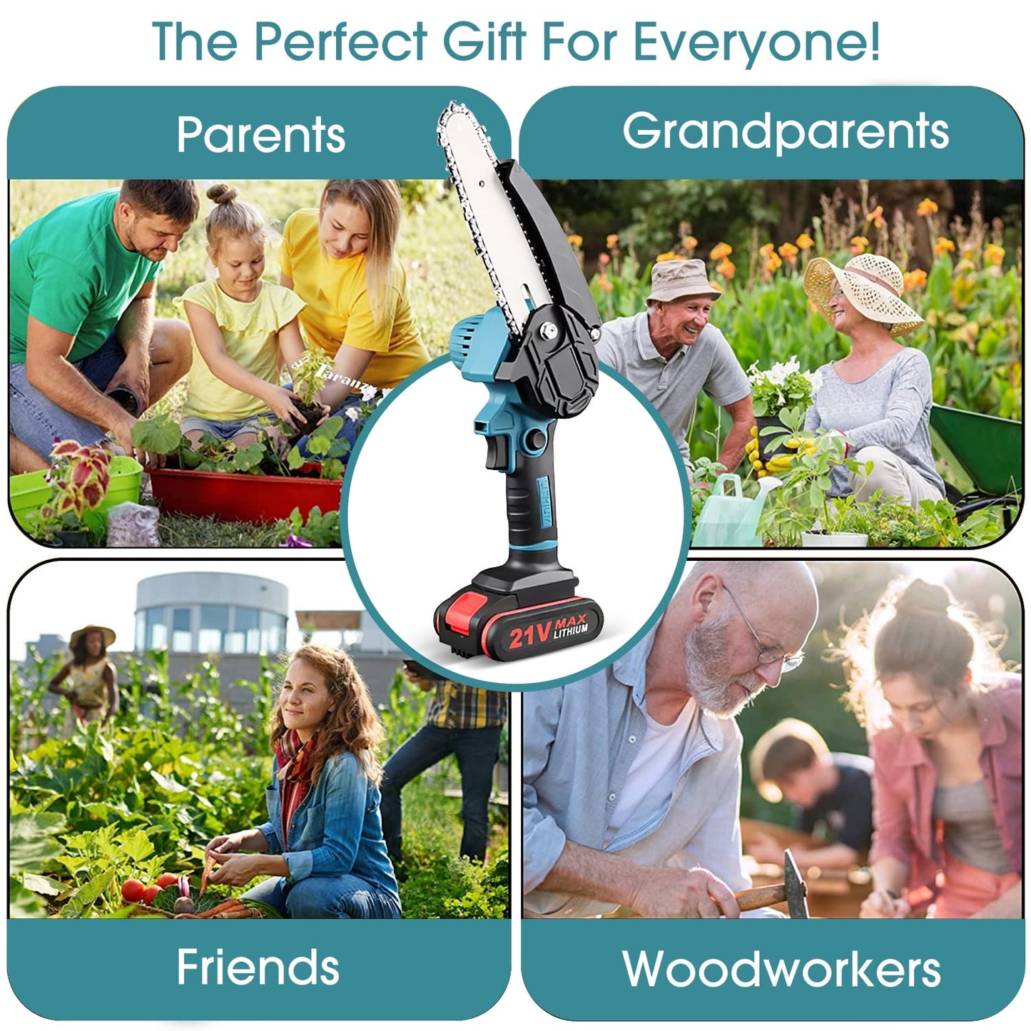 6 inch & 4 inch Mini Chainsaw, 2-in-1 Cordless Power Chainsaws with 2 Rechargebale Battery, Electric Pruning Saw for Garden Outdoor Tree Trimming Branch Wood Cutting