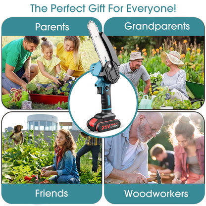 6 inch & 4 inch Mini Chainsaw, 2-in-1 Cordless Power Chainsaws with 2 Rechargebale Battery, Electric Pruning Saw for Garden Outdoor Tree Trimming Branch Wood Cutting