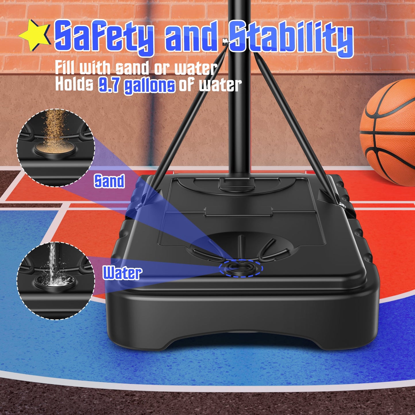 iFanze Portable Basketball Hoop Outdoor, 5ft-7ft Height Adjustable Basketball Goal System with Shatterproof Backboard, Built-in Wheels for Kids Teenagers Youth Indoor Outdoor Play