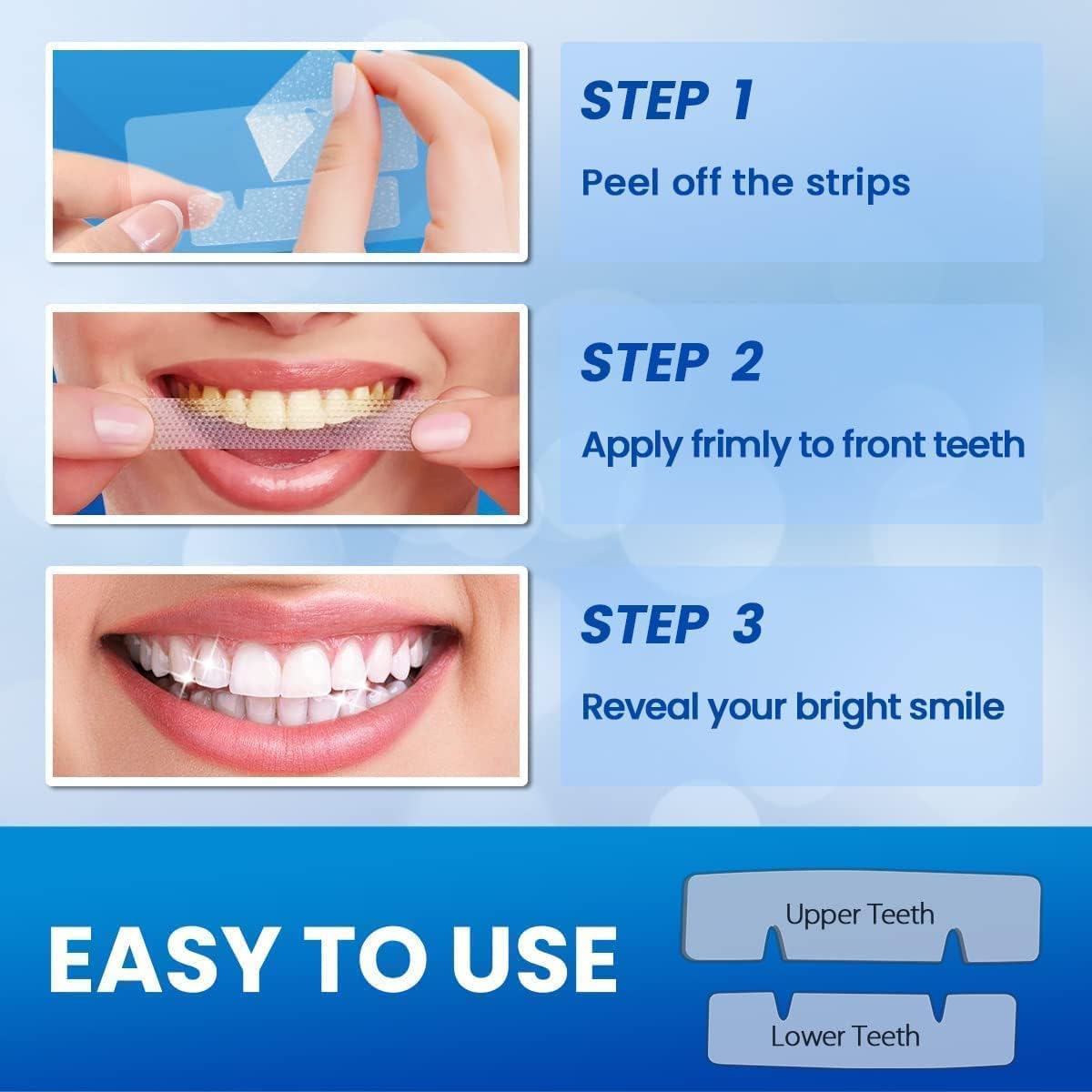 56 PCS Instant Teeth Whitening Strips, Teeth Whitener Strips Teeth Whitening Kit for Removing Dirt, Fast Tooth Whitening with No Sensitivity, Teeth Bleaching No Need for Powder or Gel