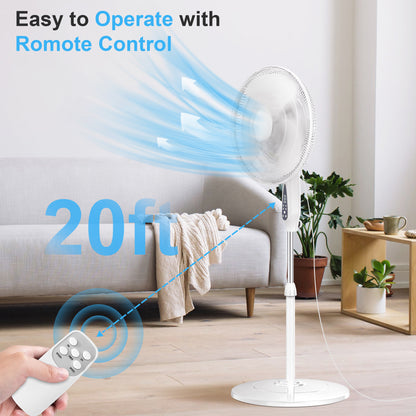16 Inch Pedestal Standing Fan, High Velocity, Heavy Duty Metal For Industrial, Commercial, Residential, Greenhouse Use, Black