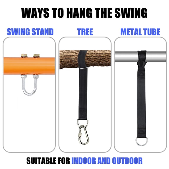 Qunler Tree Swing for Kids, 3-in-1 Climbing Rope with Disc Seat and 4 Platforms, Swing Set Accessories for Indoor & Outdoor Treehouse, Red