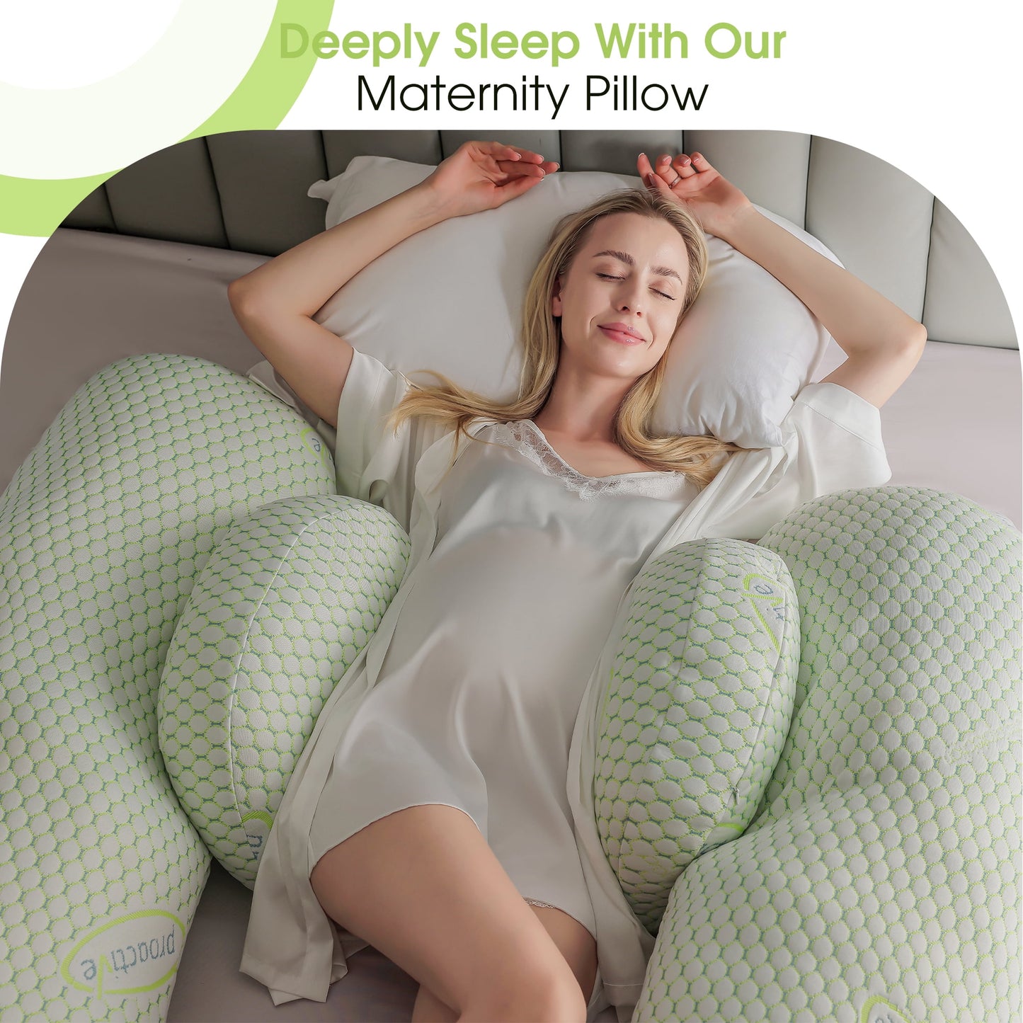 iFanze 36 inch Pregnancy Pillows for Sleeping, U Shaped Maternity Full Body Pillow for Pregnant Women with Belly, Back, Leg, Washable Cover, Green