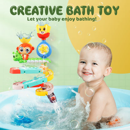 iFanze Bath Toys for Toddler Ages 1-6, Kids Bath Toy with Wall Track Building Set, Water Toys Birthday Gift for Boys Girls