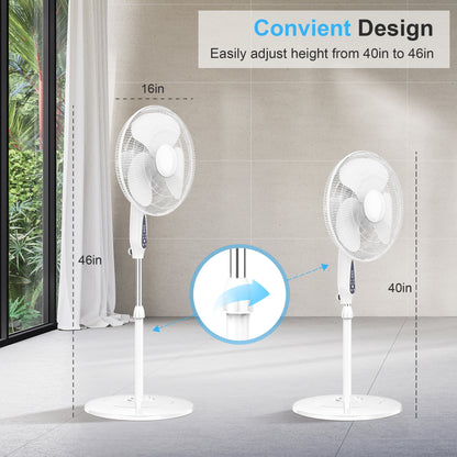 16 Inch Pedestal Standing Fan, High Velocity, Heavy Duty Metal For Industrial, Commercial, Residential, Greenhouse Use, Black