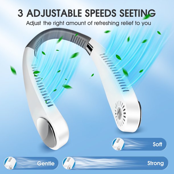 iFanze 3 Speeds Rechargeable Bladeless Neck Fan, White
