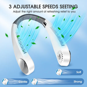 iFanze 3 Speeds Rechargeable Bladeless Neck Fan, White