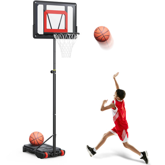 Basketball Hoop Outdoor for Kids, 5-7Ft Height Adjustable Portable Basketball Hoop Goal System