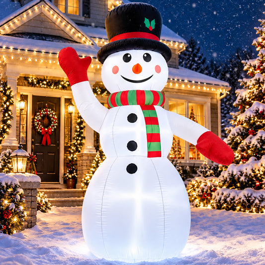 8ft Snowman Christmas Inflatables, Blow up with LED Lights Built-in for Holiday/Party/Yard/Garden Decoration