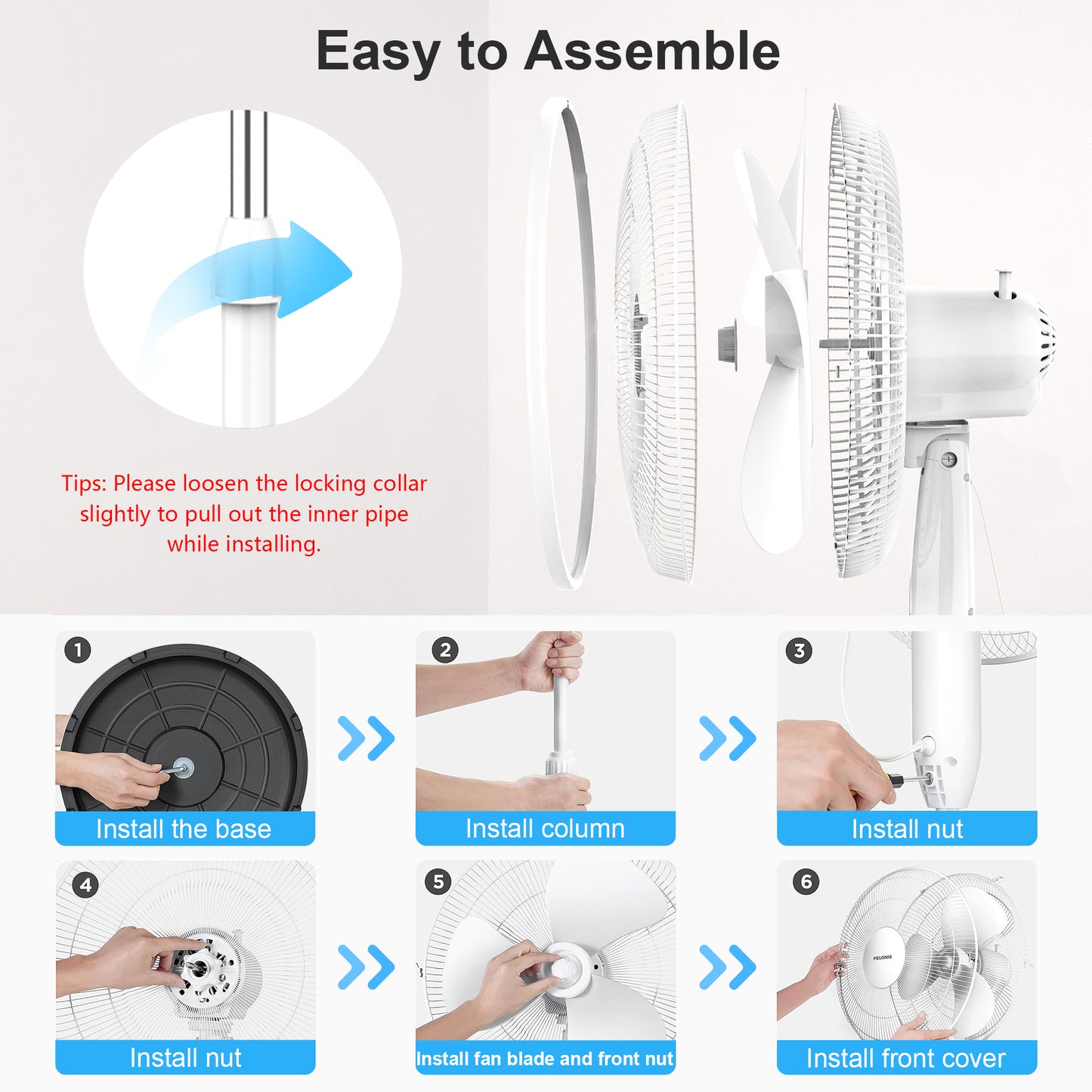 16 Inch Pedestal Standing Fan, High Velocity, Heavy Duty Metal For Industrial, Commercial, Residential, Greenhouse Use, Black