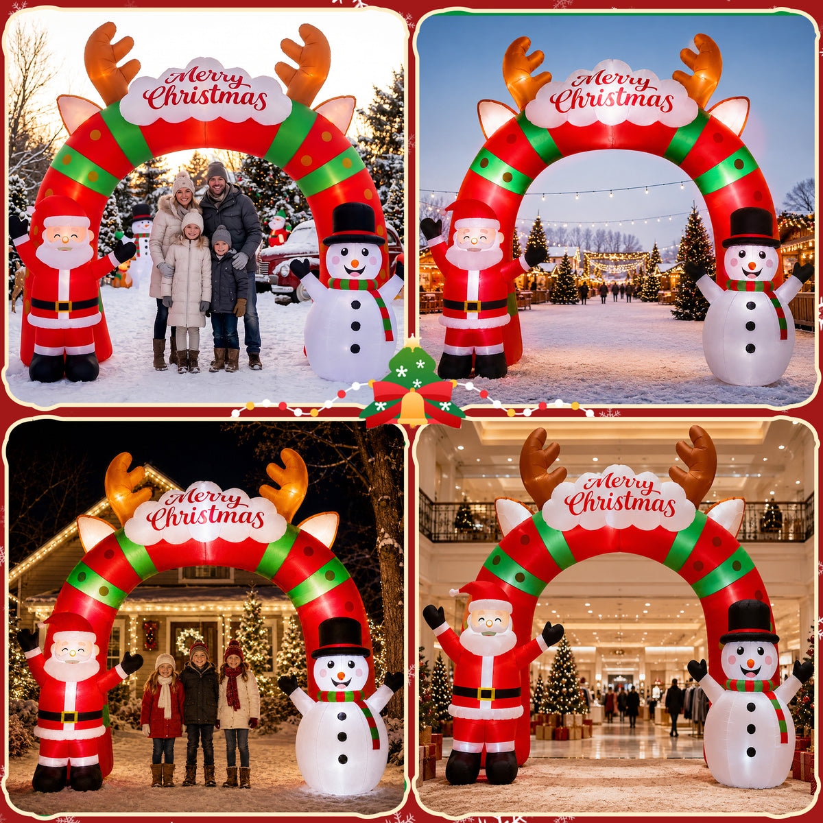 12 FT Long Christmas Inflatable Archway with Santa, Snowman and LED Lights for Outdoor Christmas Yard Decoration